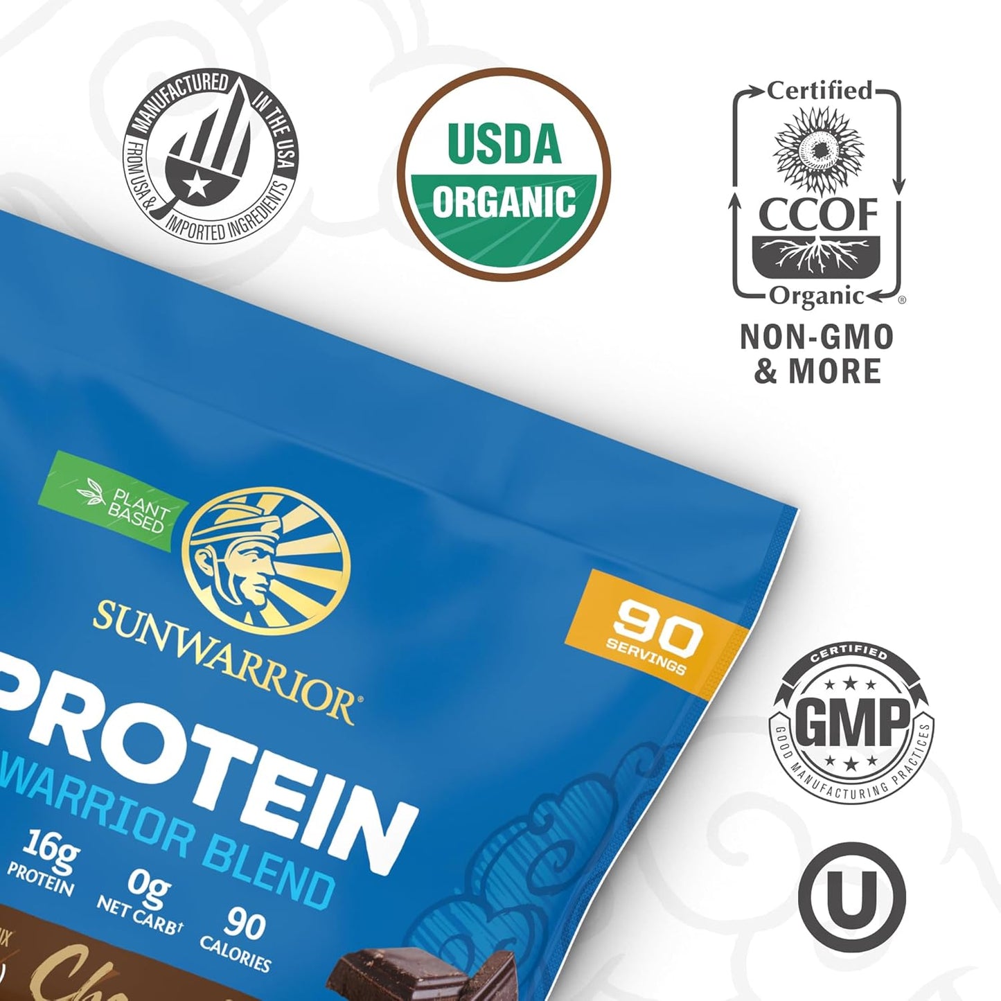Organic Plant Based Protein Powder | Vegan Organic Protein Powder Chocolate Flavored with BCAA Amino Acids & Hemp Seed Pea Blend | Non-GMO Soy Dairy Filler & Gluten Free (Chocolate, 90 Servings)