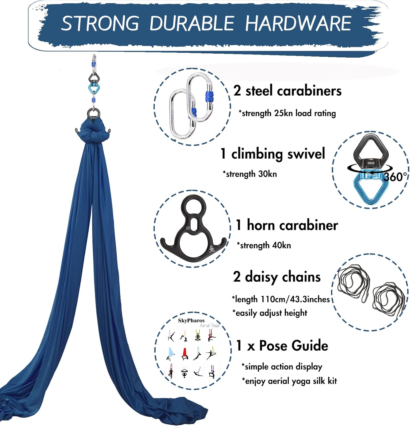 Aerial Silks Yoga Swing Set - 9/11 Yards Aerial Yoga Hammock Kit Anti-Gravity Flying for Fitness, Low/Non Stretch Nylon Tricot Fabric Hardware Included for Dance