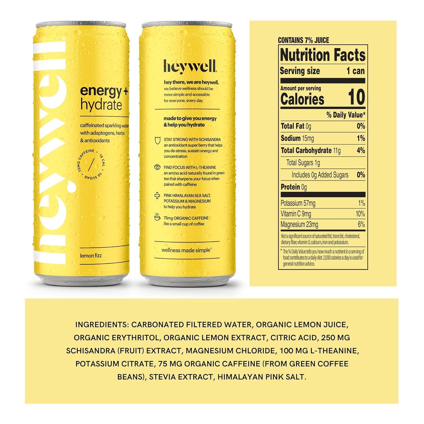 Heywell Sparkling Adaptogenic, Trial Pack, 12 Fluid Ounce (Pack of 6) - Organic, Non GMO, Vegan, Gluten Free, Dairy Free