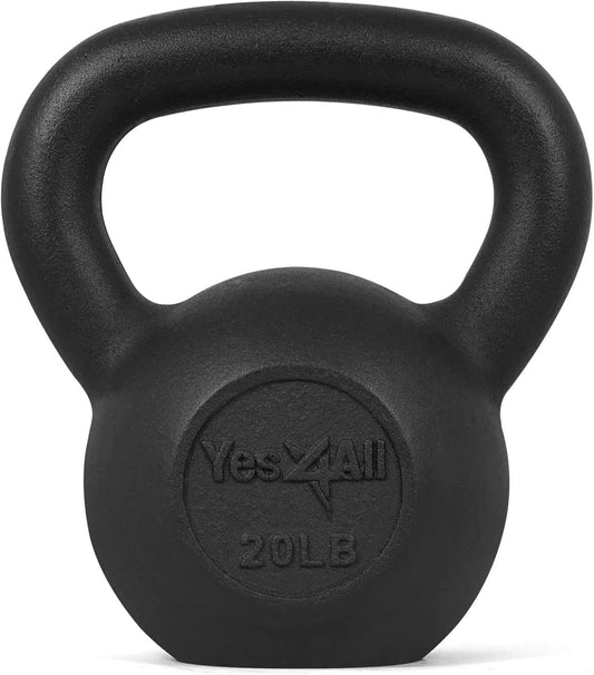 Yes4All 5-80 lbs Cast Iron Kettlebell for Dumbbell Weights Exercises, Gym, Full Body Home Workout Equipment, Push up, Grip and Strength Training
