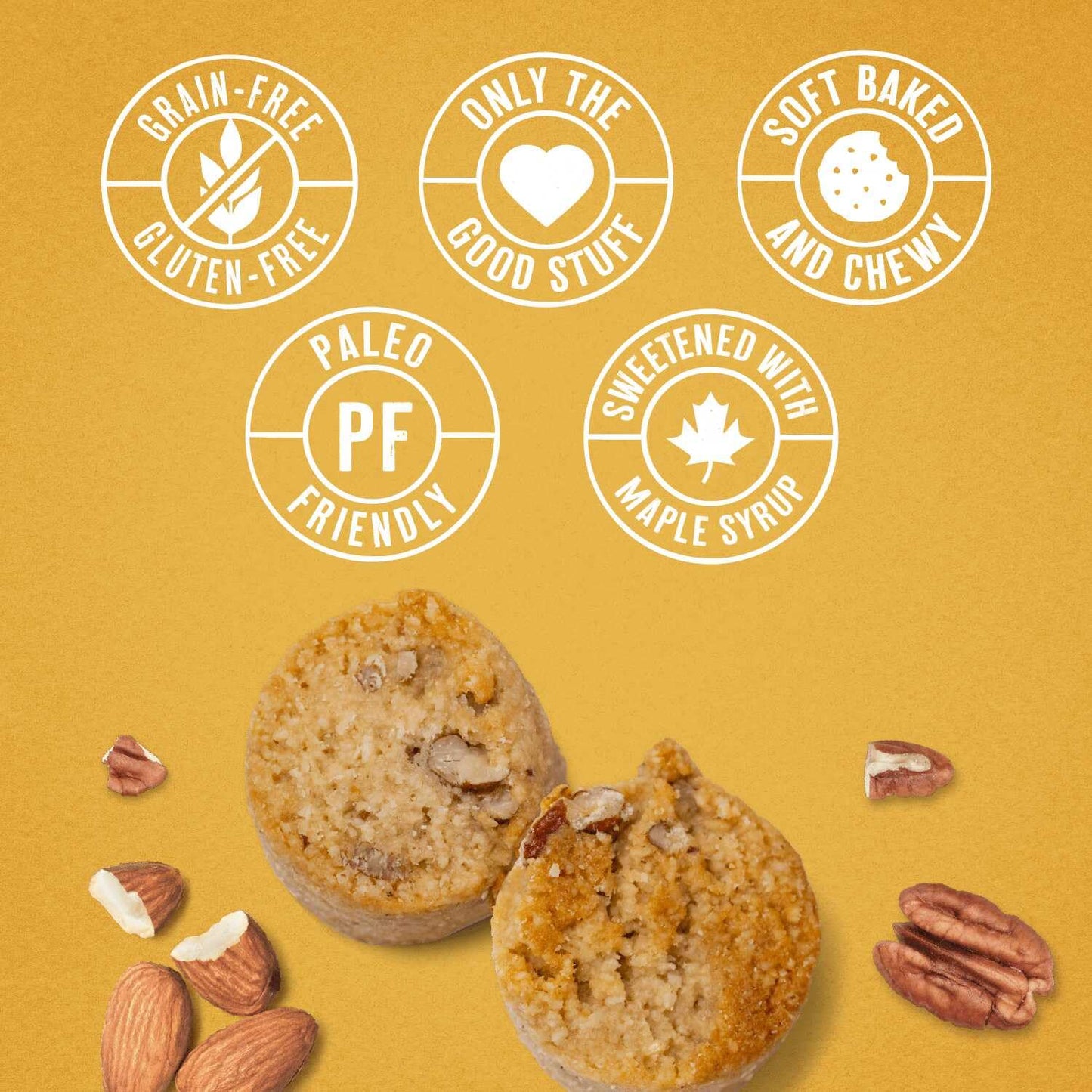 Ona Maple Pecan Cookies, Ready to eat, Gluten free, Grain free, Dairy free, Paleo, Vegan, Made with Maple Syrup