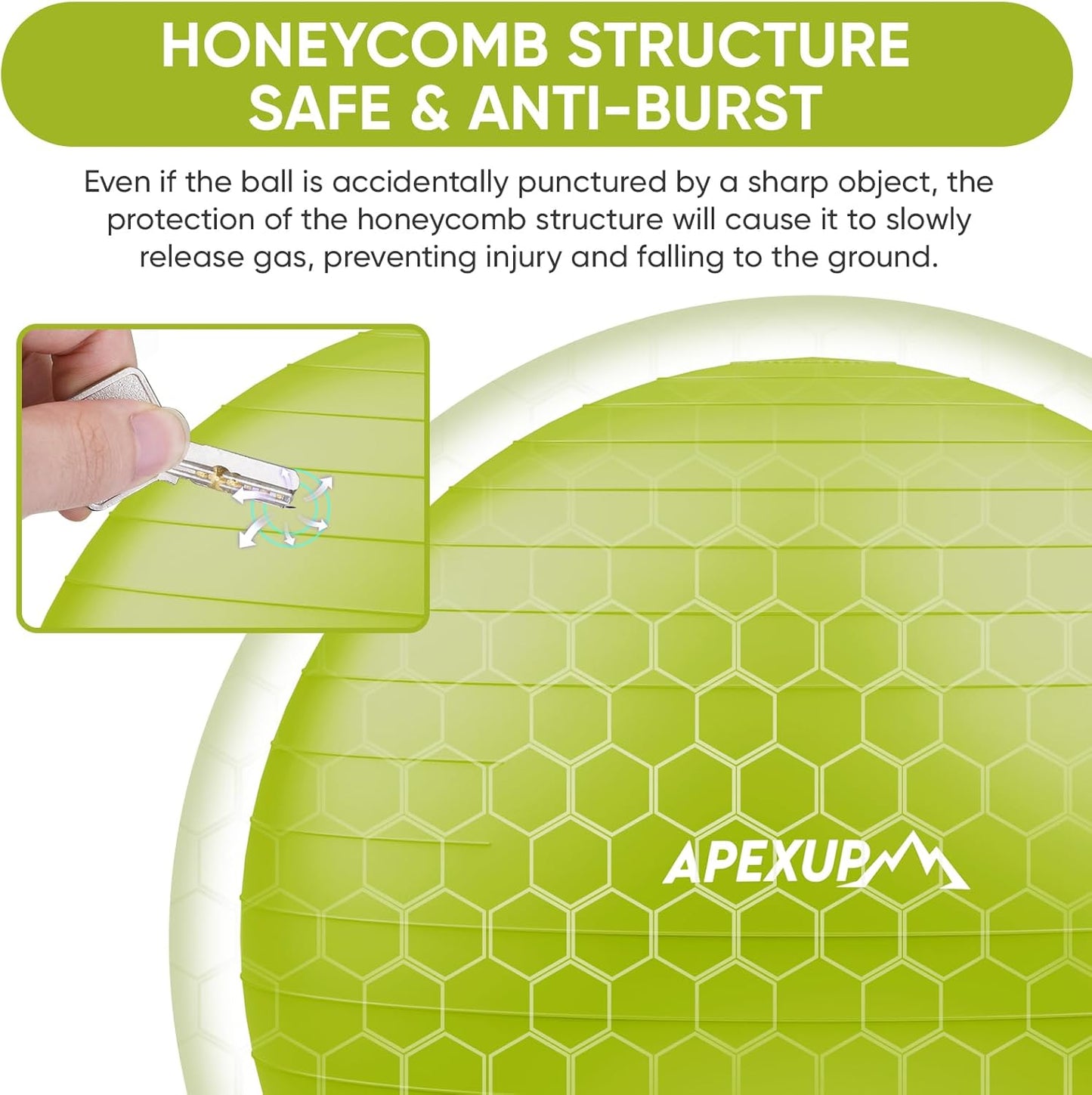 APEXUP Yoga & Pilates Ball - Anti Slip Heavy Duty Gym Ball for Fitness, Balance & Core Workout