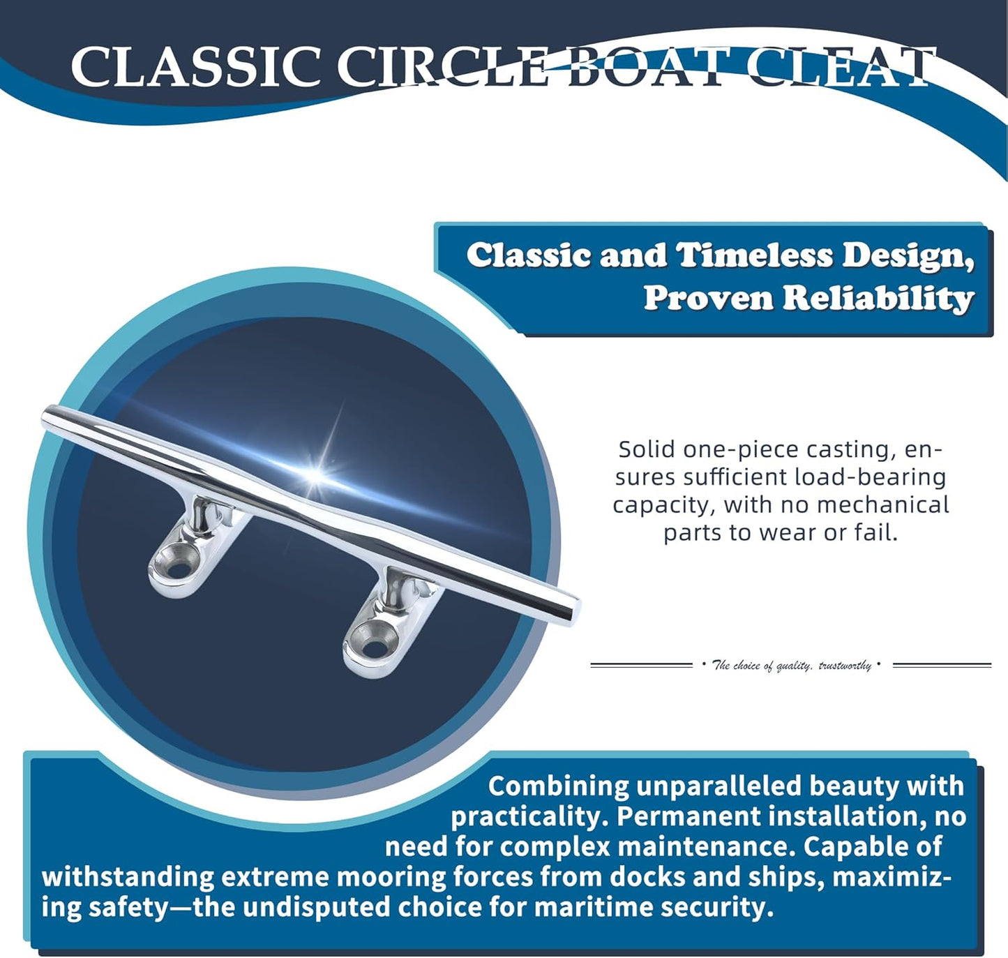 SHENGHUISS Boat Cleat 316 Stainless Steel Open Base Boat Dock Cleats（4"/5"/6"/8"/10"/12"） Silver/Gold for Boat, Dock, Kayaks, Nautical Decor ect