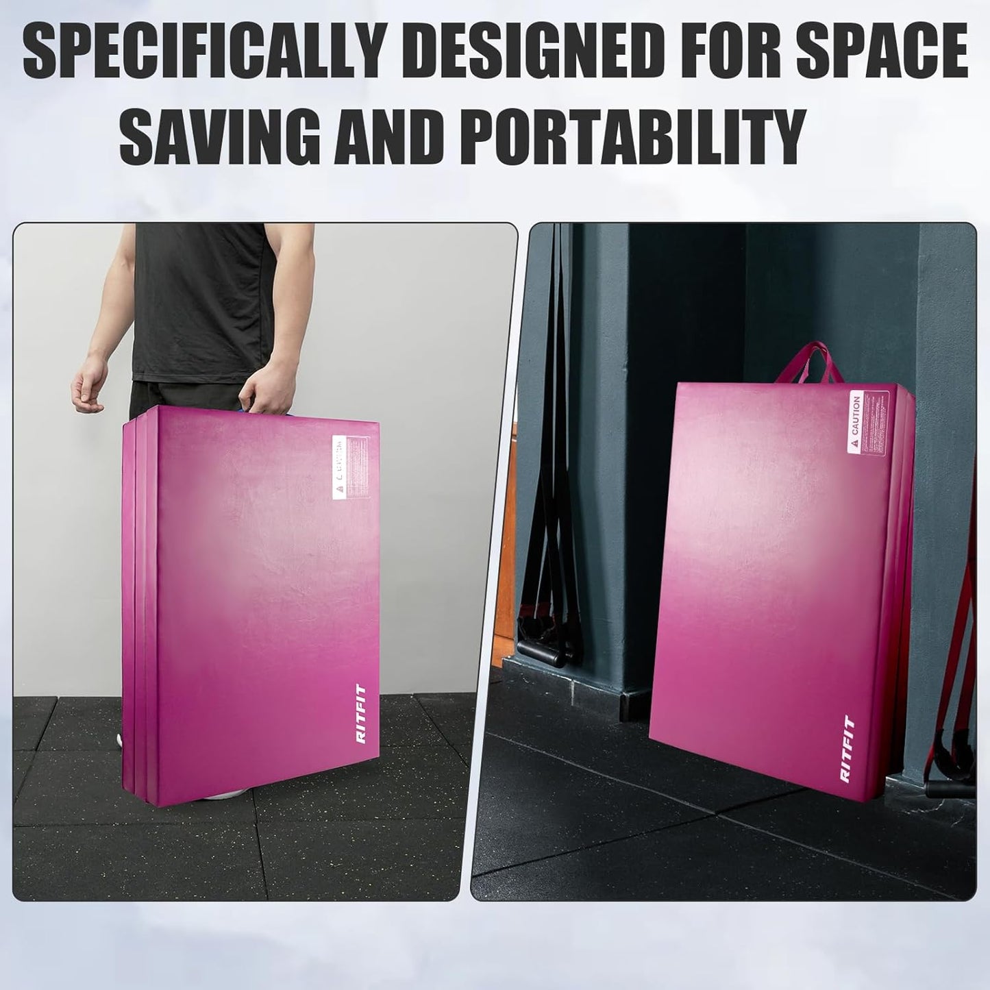 RitFit Upgraded Folding Exercise Mat, 2 Inch Thick Gymnastics Mat 3’x6’,4’x8’,4x10’,2'x8' with Carrying Handles for Yoga, MMA, Stretching, Core Workouts and Home Gym Protective Flooring