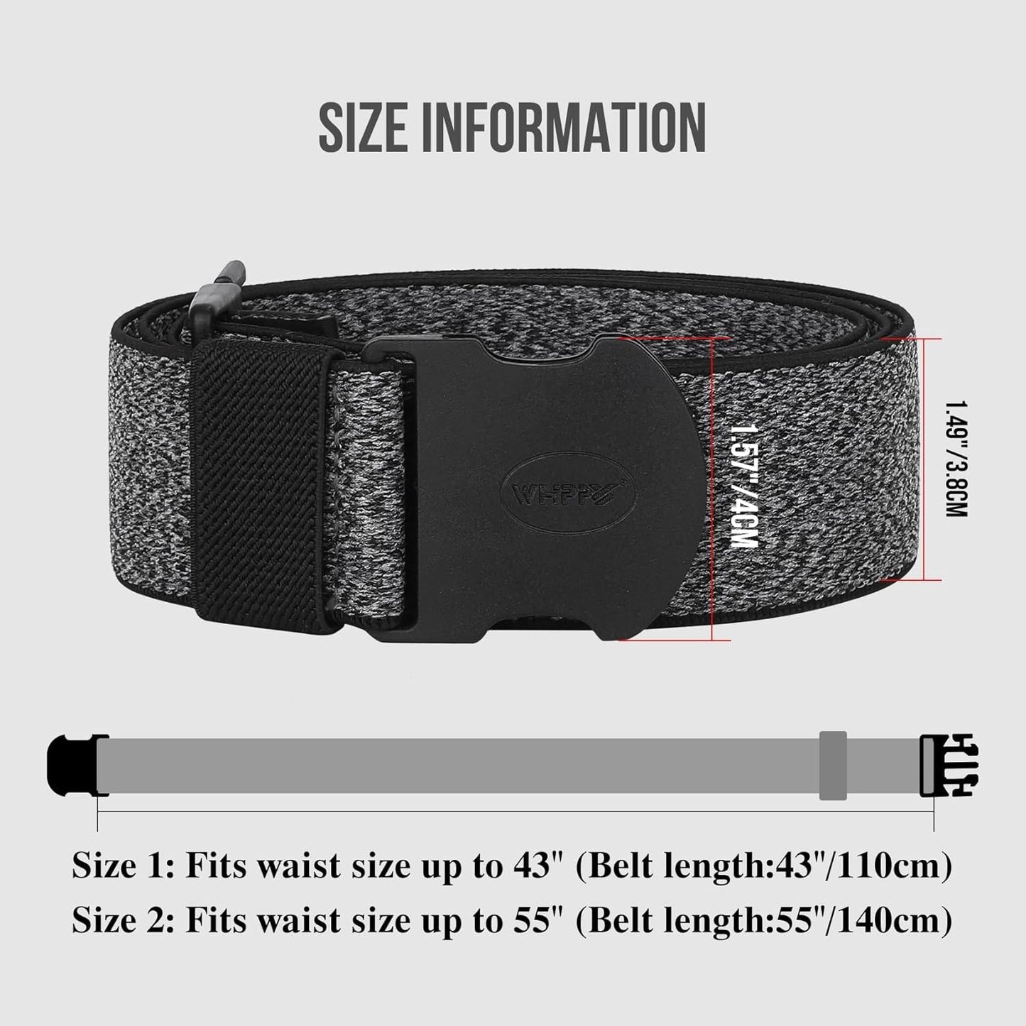WHIPPY Mens Elastic Stretch Belt Unisex Adventure Web Belt for Women Men with Non-Metal Buckle Adjustable Belts