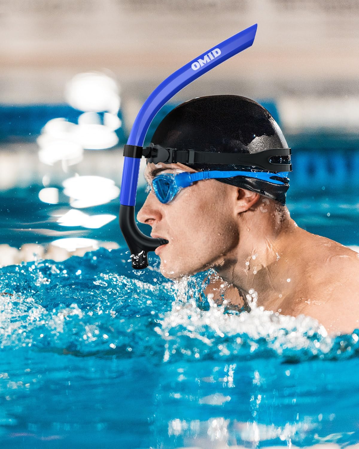 OMID SN1 Snorkel for Adult Youth, Diving Snorkel with One-Way Purge Valve, Food-Grade Silicone Mouthpiece