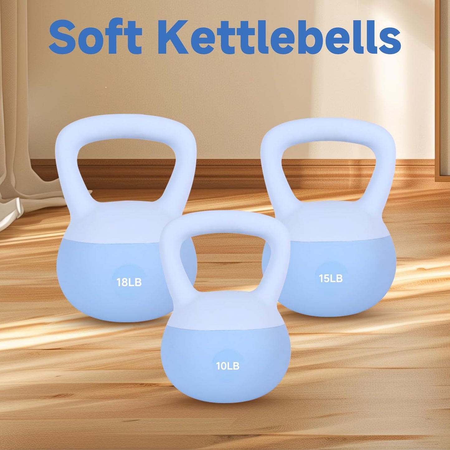 Leikefitness Soft Kettlebells,Steel Shot Filled Weights for Women and Men,Color Coded Anti Slip Soft Kettlebells,Home workout