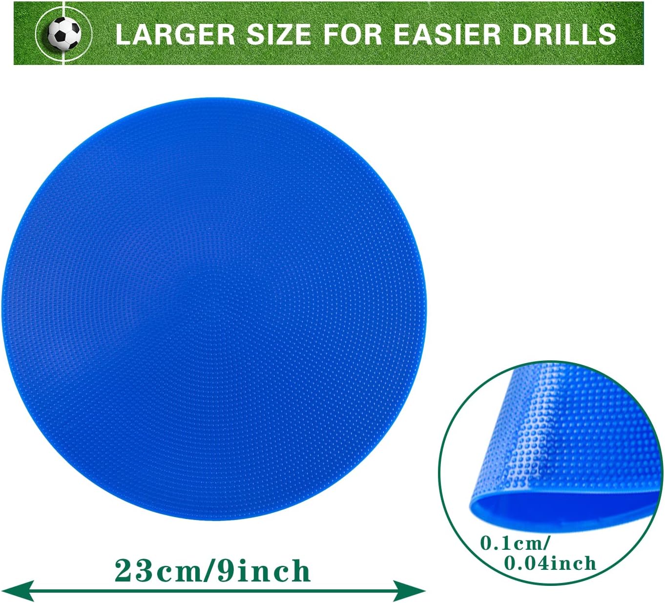 Spot Markers 9 Inch Non Slip Rubber Floor Markers Flat Field Cones Poly Dots for Soccer Basketball Sports Speed Agility Training and Drills