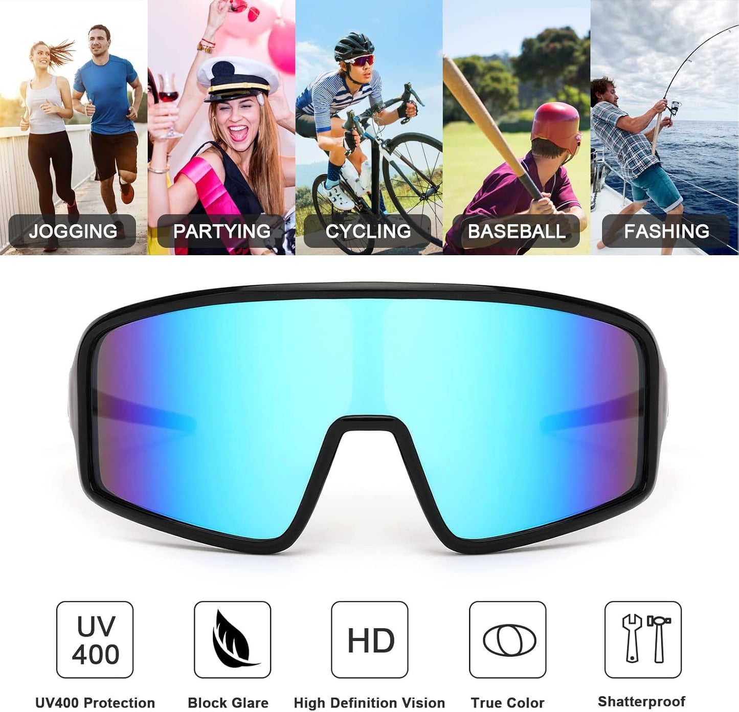 Karsaer Vision Sports Sunglasses Cycling Glasses Baseball Softball Sunglasses Unisex for Adult Youth Kids Boys Girls 8-16