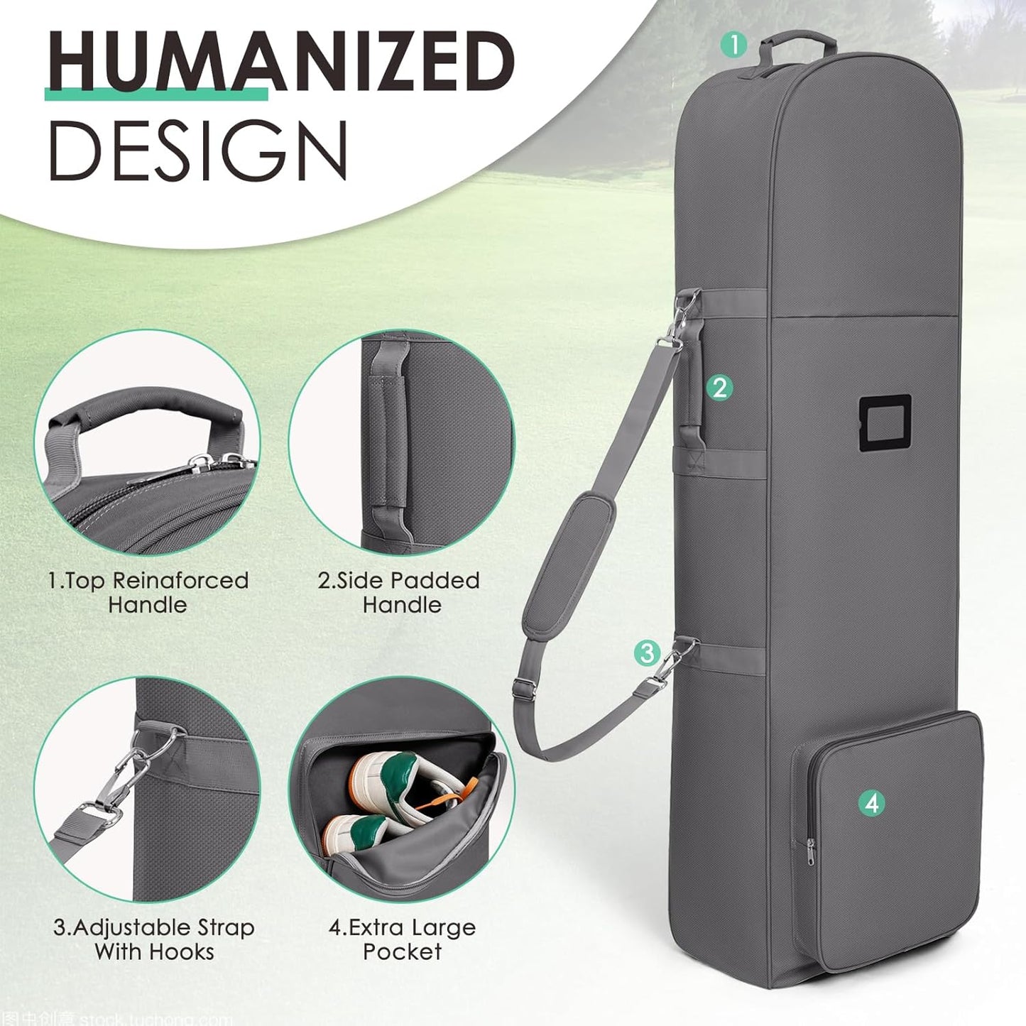 Golf Travel Bags for Airlines with Adjustable Support Rod and Detachable Shoulder Straps, Soft Foldable Golf Club Travel Covers, 900D Heavy Duty Oxford