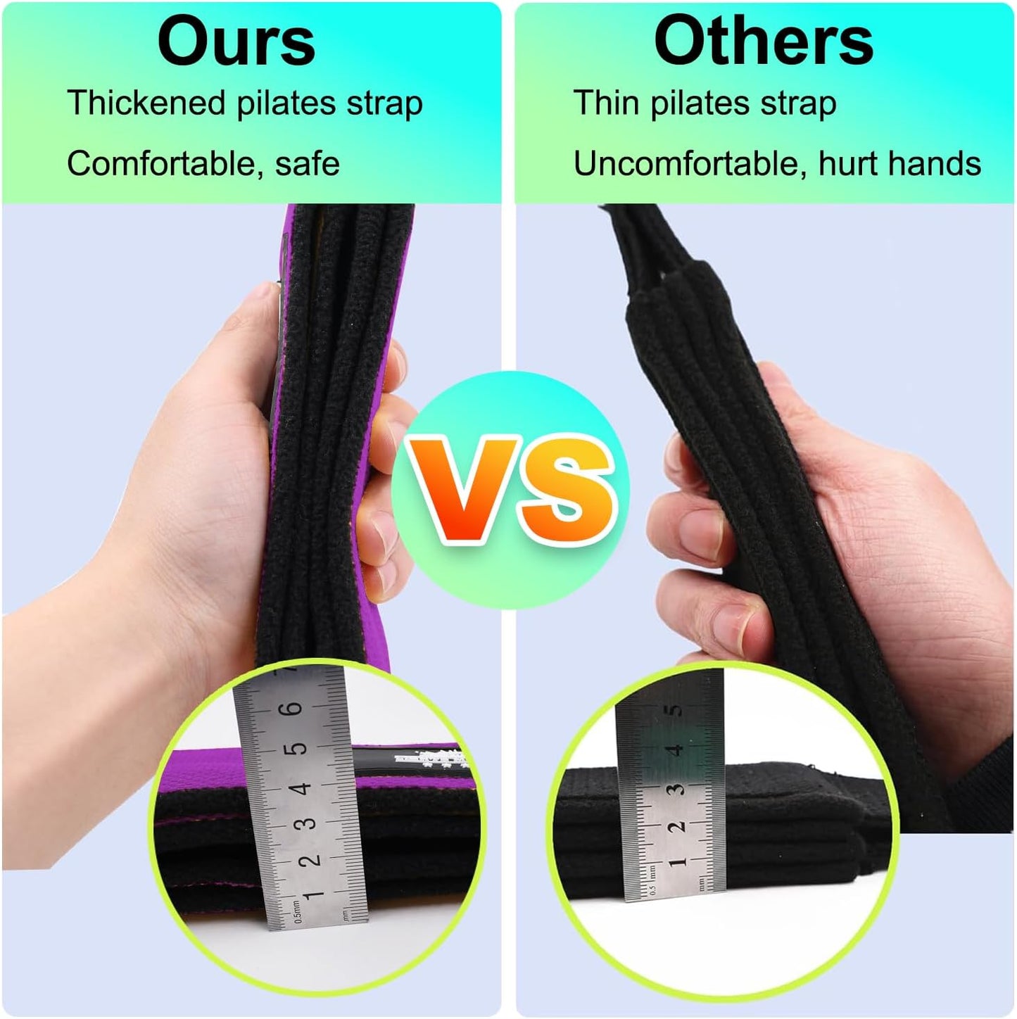 1 Pair Pilates Double Loop Straps for Reformer Fitness D-Ring Straps Handle, Yoga Exercise Accessories for Home Gym Workout