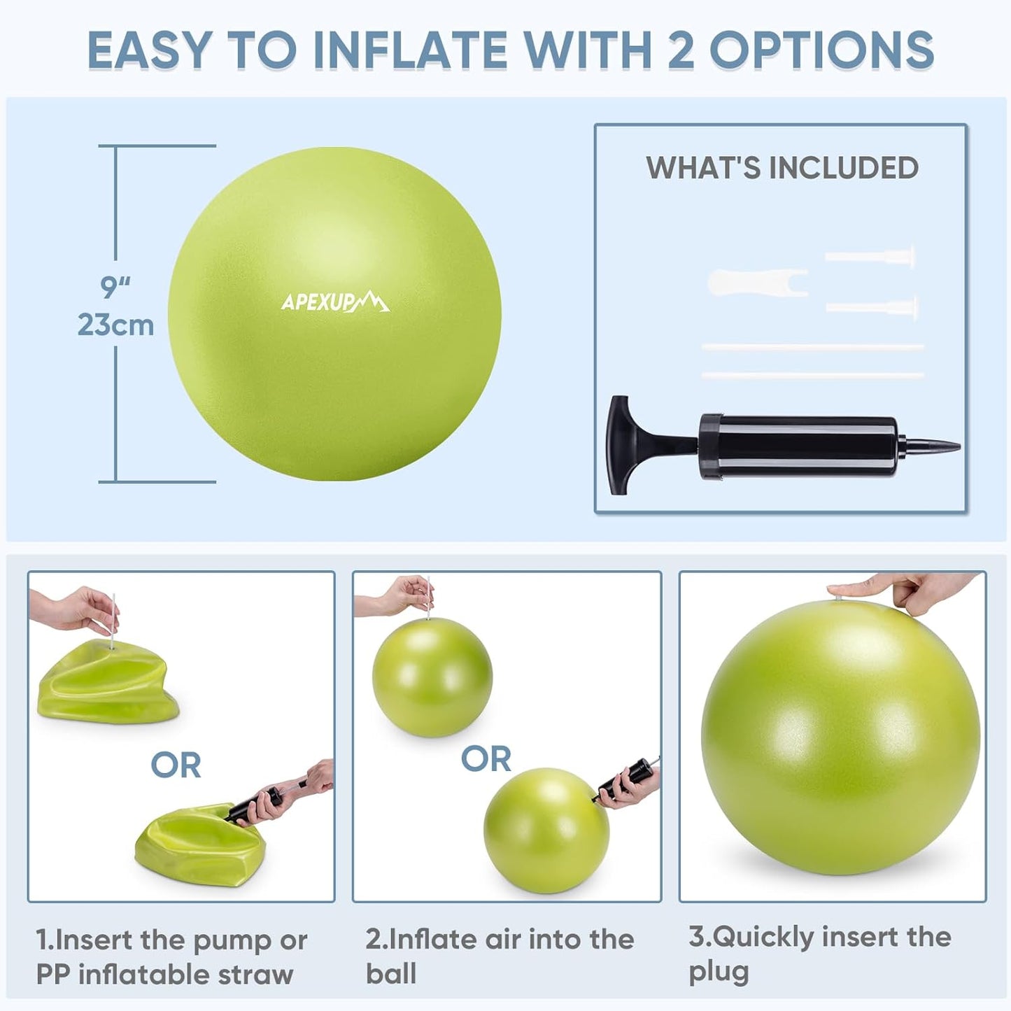 APEXUP Yoga & Pilates Ball - Anti Slip Heavy Duty Gym Ball for Fitness, Balance & Core Workout