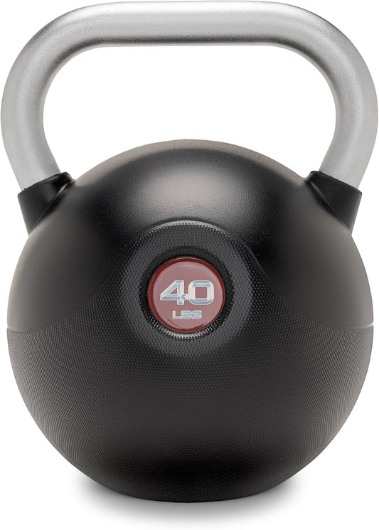 Marcy PU Coated Kettlebell – 10 to 40 LB Single Weights with Textured Steel Handle, Flat Base – Strength Training for Full Body & Home Gym Workouts