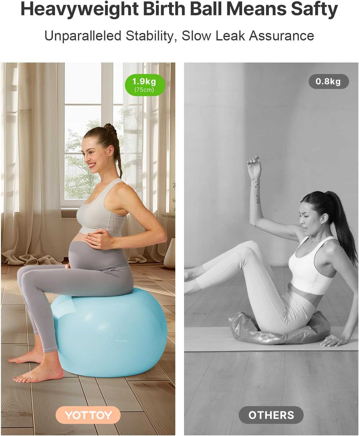 YOTTOY Pregnancy Ball - 1.8mm Thick Birthing Ball for Maternity Physio and Birth Preparation, Yoga and Exercise for Pregnancy - Includes Pump