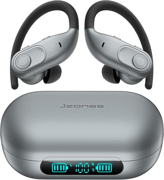 Wireless Earbuds Bluetooth Headphones 130Hrs Playtime with 2500mAh Wireless Charging Case LED Diaplay Hi-Fi Waterproof Over Ear Earphones for Sports Running Workout Gaming