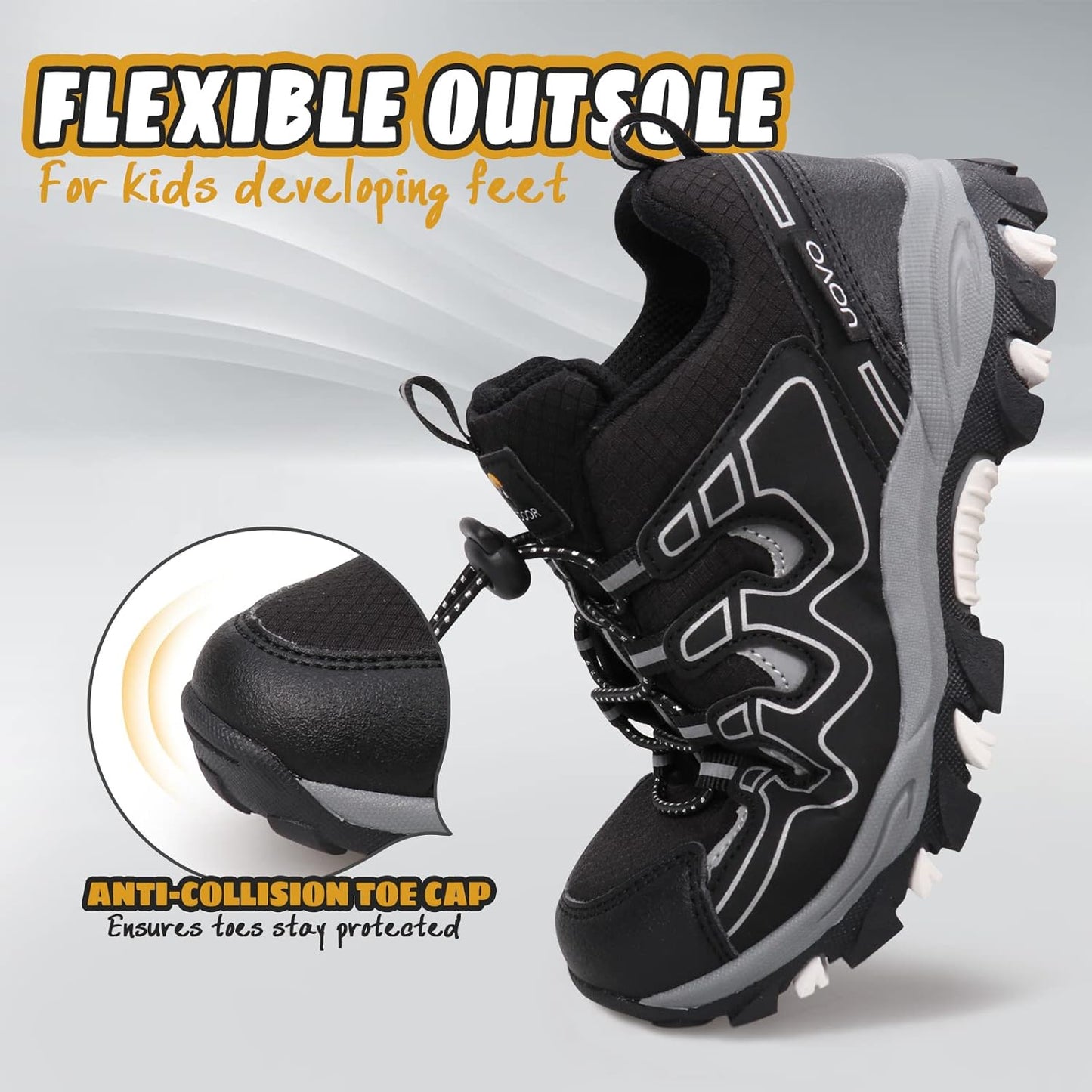 UOVO Boys Girls Kids Sneakers Hiking Running Outdoor Walking Tennis Shoes Waterproof Non Slip Fashion Sneakers(Little/Big Kids