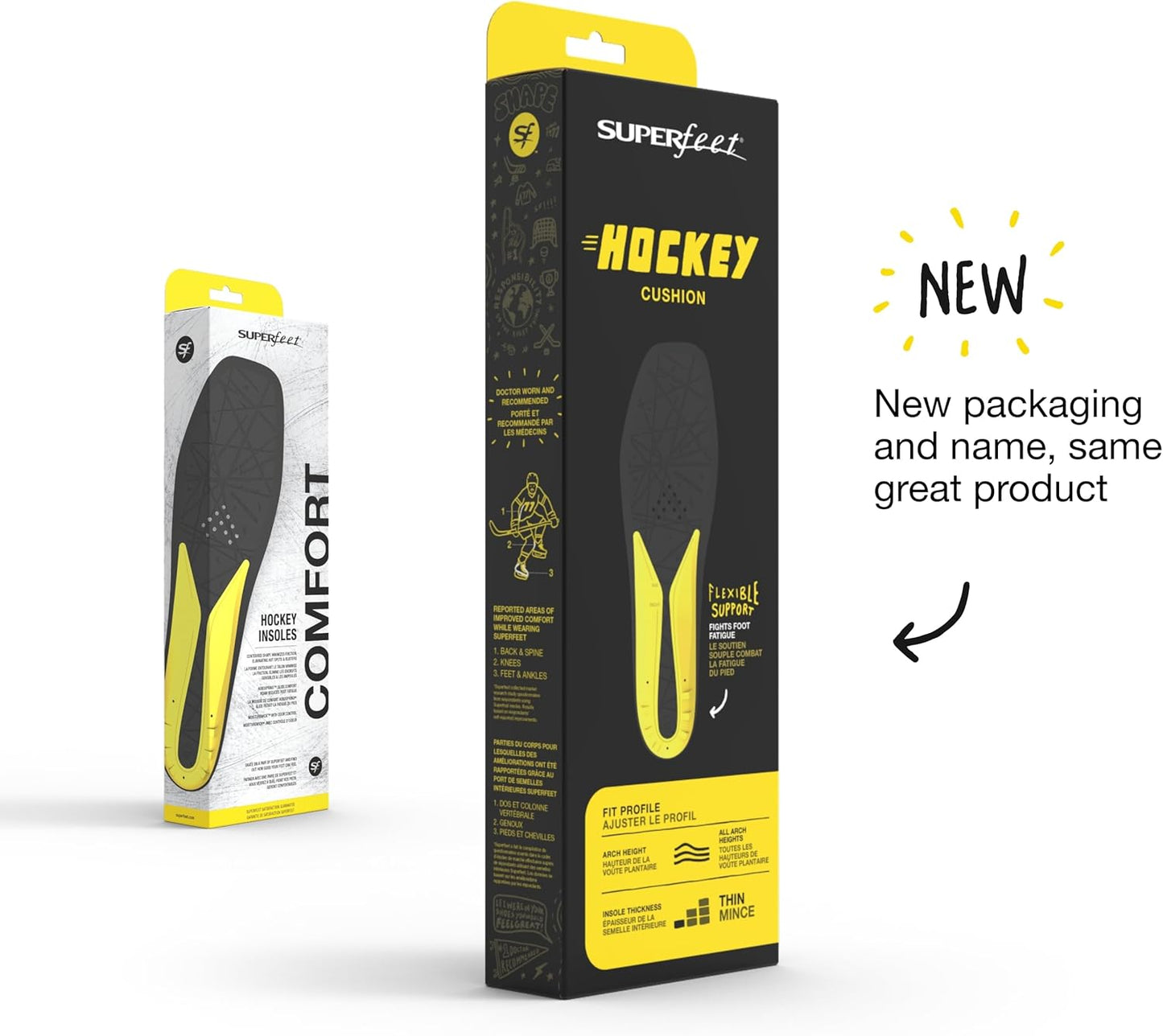 Superfeet Hockey Cushion Insoles - Foam Shoe Inserts for Skates - Professional Grade - Junior Skate Size 1-2