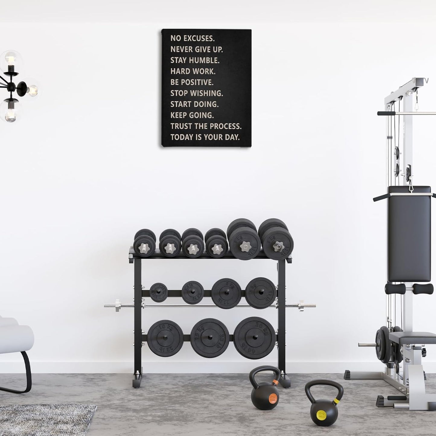 Inspirational Wall Art, Home Gym Decor, Motivational Gym Workout Room Decor, No Excuses Never Give Up, Workout Posters Art Painting Print for Home Gym Exercise Fitness Room Office, 11x14 inch