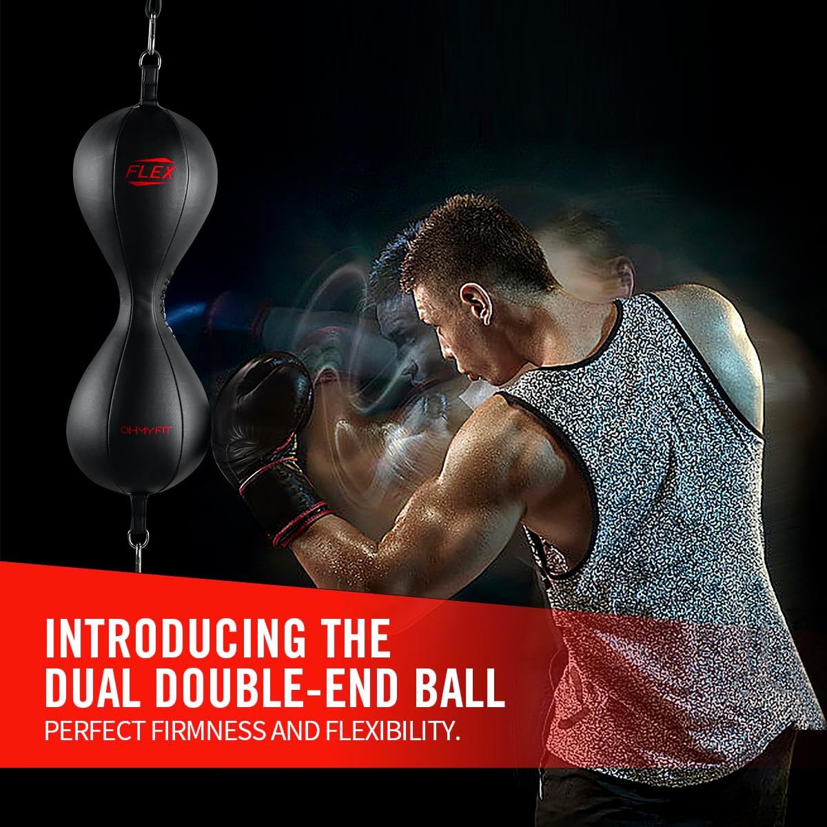 Flex Double End Punching Bag - Bungee Cords w/Special Flex Adjustable System - Durable Bladder Speed Bag - Boxing Training Equipment for Adults - Home Gym Accessories
