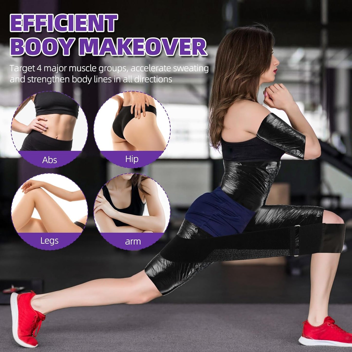 4 Rolls 60 Meters Black Osmotic Plastic Body Wrap Exercise & Fitness Sweat Enhancer Anti-Shedding Yoga Training Band Set, DIY Sauna Wrap Pilates Workout