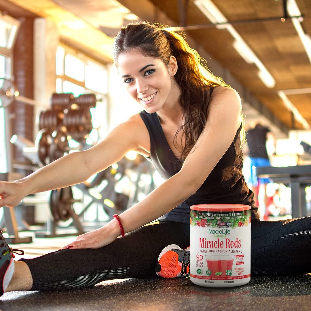 MacroLife Naturals Miracle Reds Superfood Supplement Powder Antioxidants Polyphenols Enzymes Probiotics - Raw Non-GMO Organic Vegan Gluten & Dairy Free - 30oz (90 Servings) 30oz