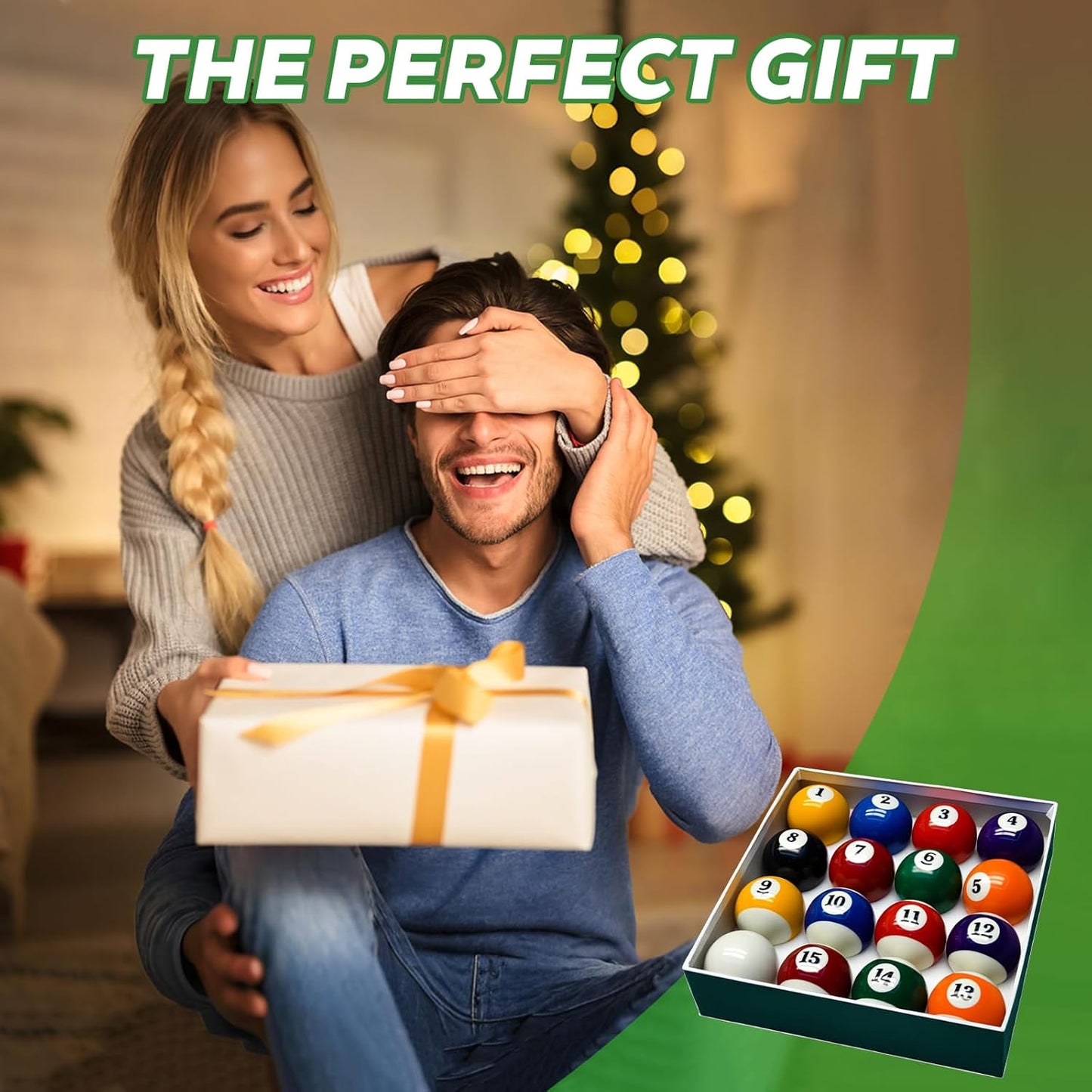 Billiard Balls Set 2-1/4" Regulation Size Pool Table Balls for Replacement (16 Resin Balls)