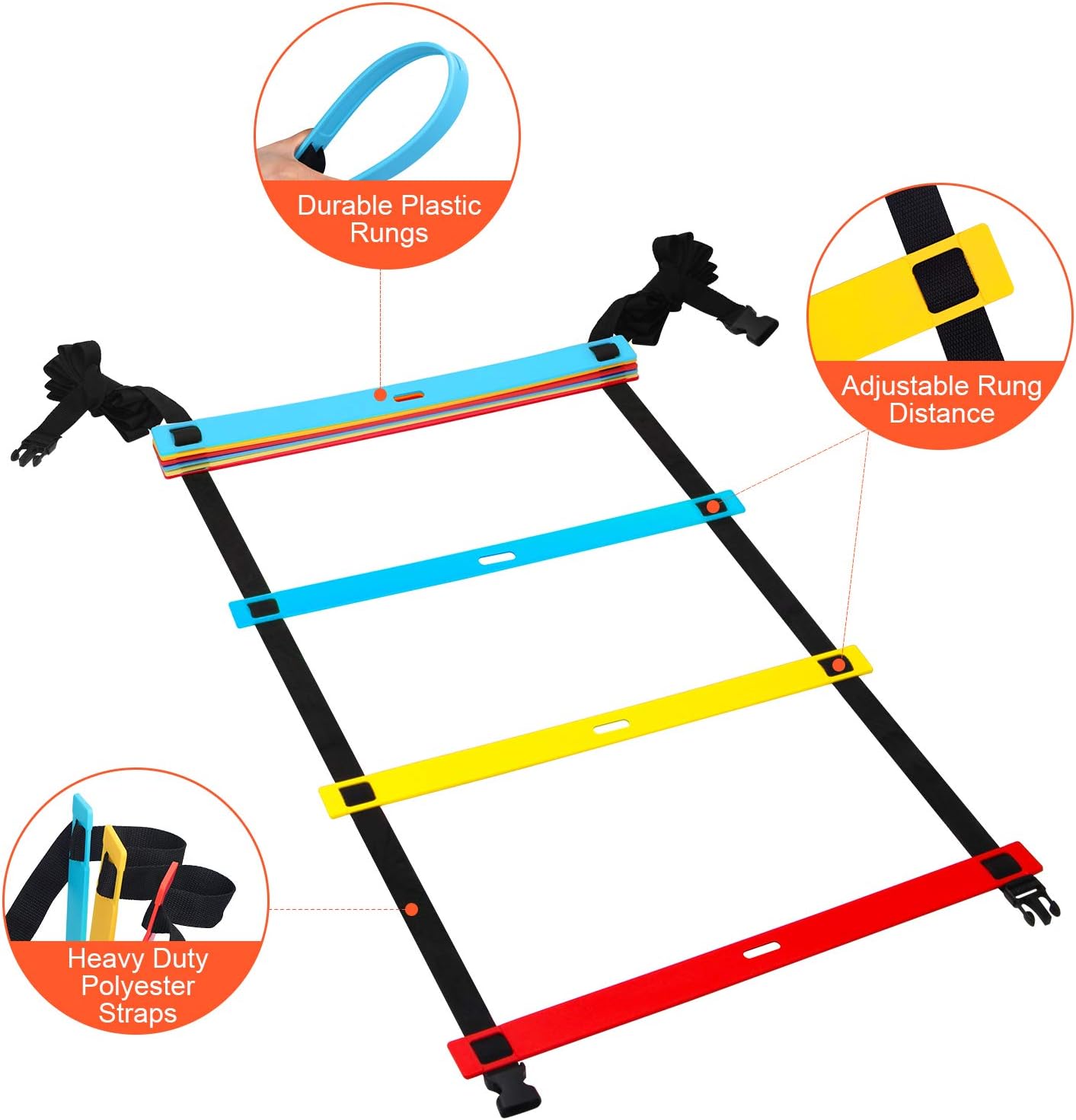 Agility Ladder Speed Training Equipment, 9 Rung 13FT Sports Agility Ladders Set Workout Ladder with 10 Disc Cones for Soccer, Speed, Football Fitness Feet Training