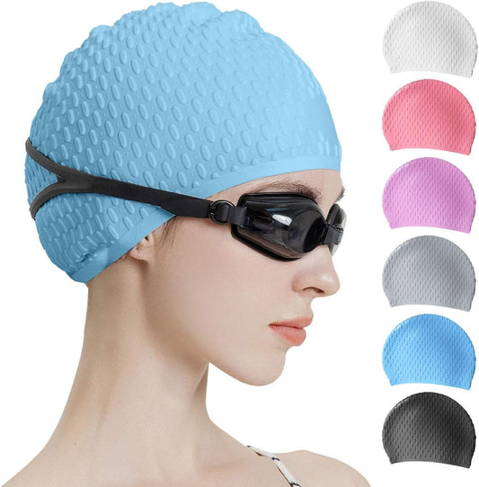 Tripsky Silicone Swim Cap,Comfortable Bathing Cap Ideal for Curly Short Medium Long Hair, Swimming Cap for Women and Men, Shower Caps Keep Hairstyle Unchanged…