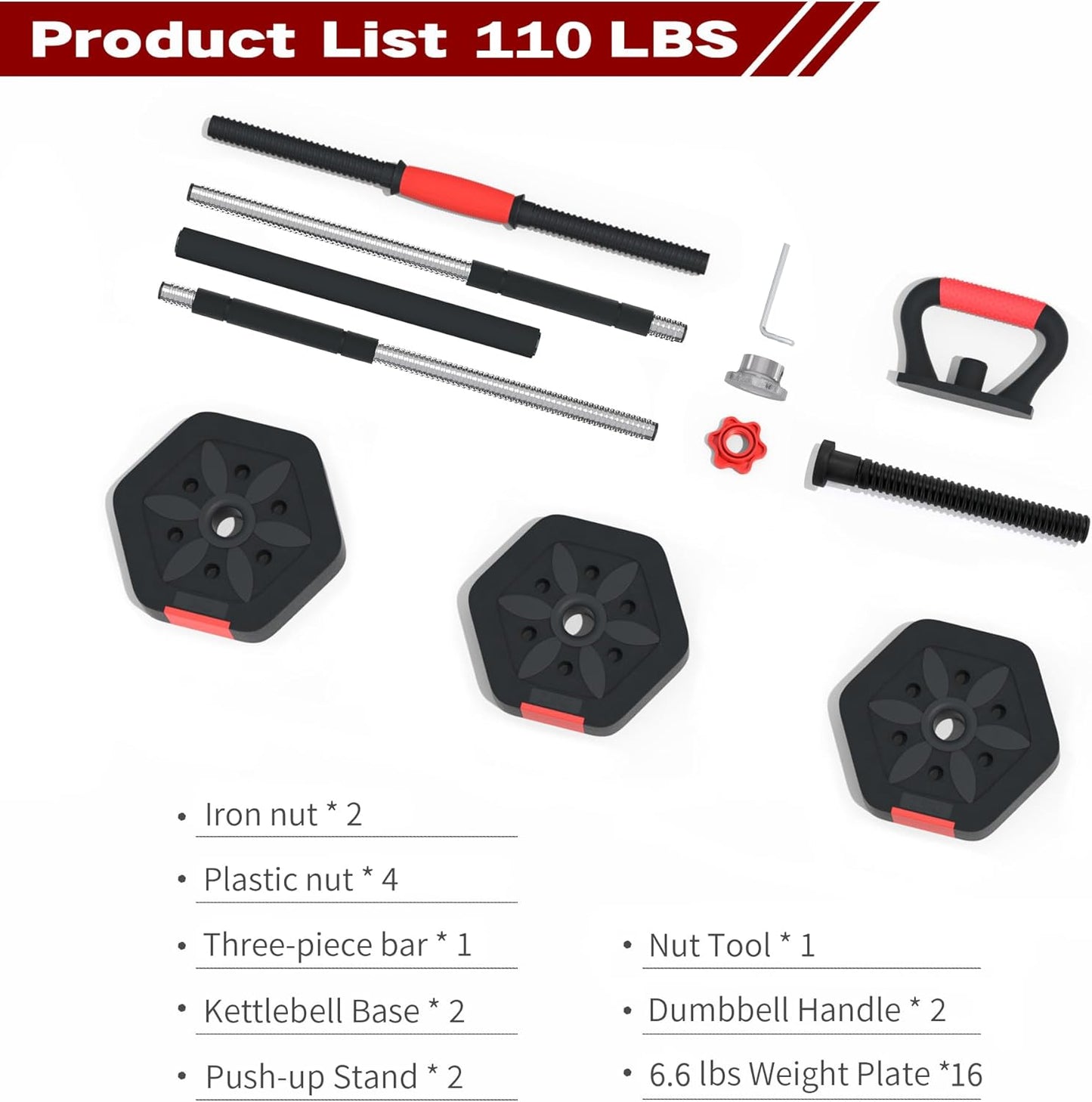 VIVITORY Dumbbell Sets Adjustable Weights, Free Weights with Connector, Non-Rolling Adjustable Dumbbell Set, Barbell for Home Gym, Hexagon, Cement Mixture