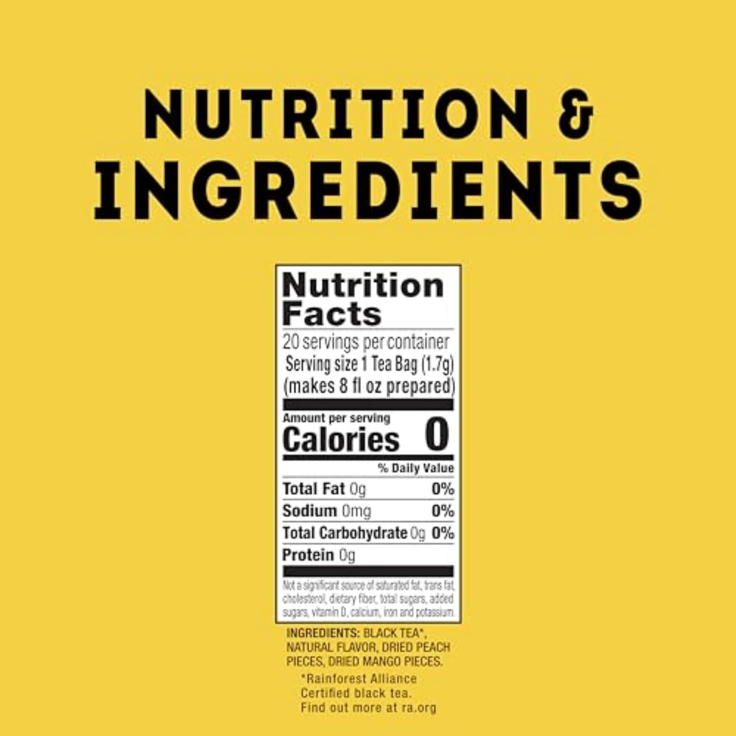 Lipton Black Tea Peach Mango, Pyramid Tea Bags, Flavored Teabags for a Refreshing Cup of Tea, 80 Total Tea Bags (20ct - Pack of 4)