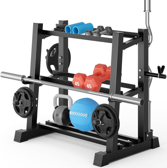 YOLEO Dumbbell Rack - 3 Tier & 5 Tier Compact Weight Rack for Dumbbell, Kettlebell, Barbell, Heavy Duty Weight Storage Organizer, Space-Saving Dumbbell Storage Stand Holder for Home Gym - 1100LBS Capacity (Rack Only)