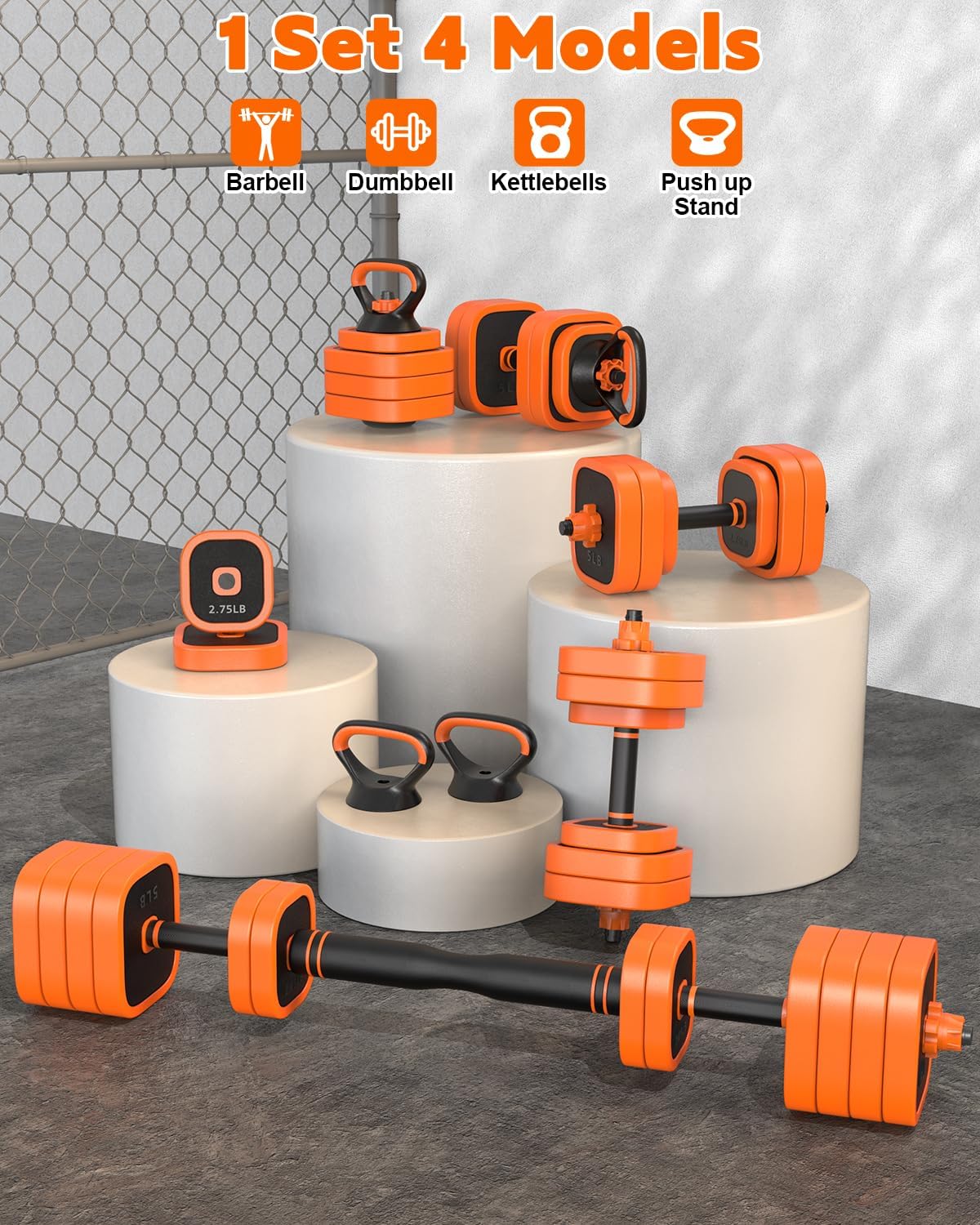 Adjustable Dumbbells Set, 45/65/85 lbs Free Weight Set with Connector, 4 in1 Dumbbells Set for Home Gym Workout