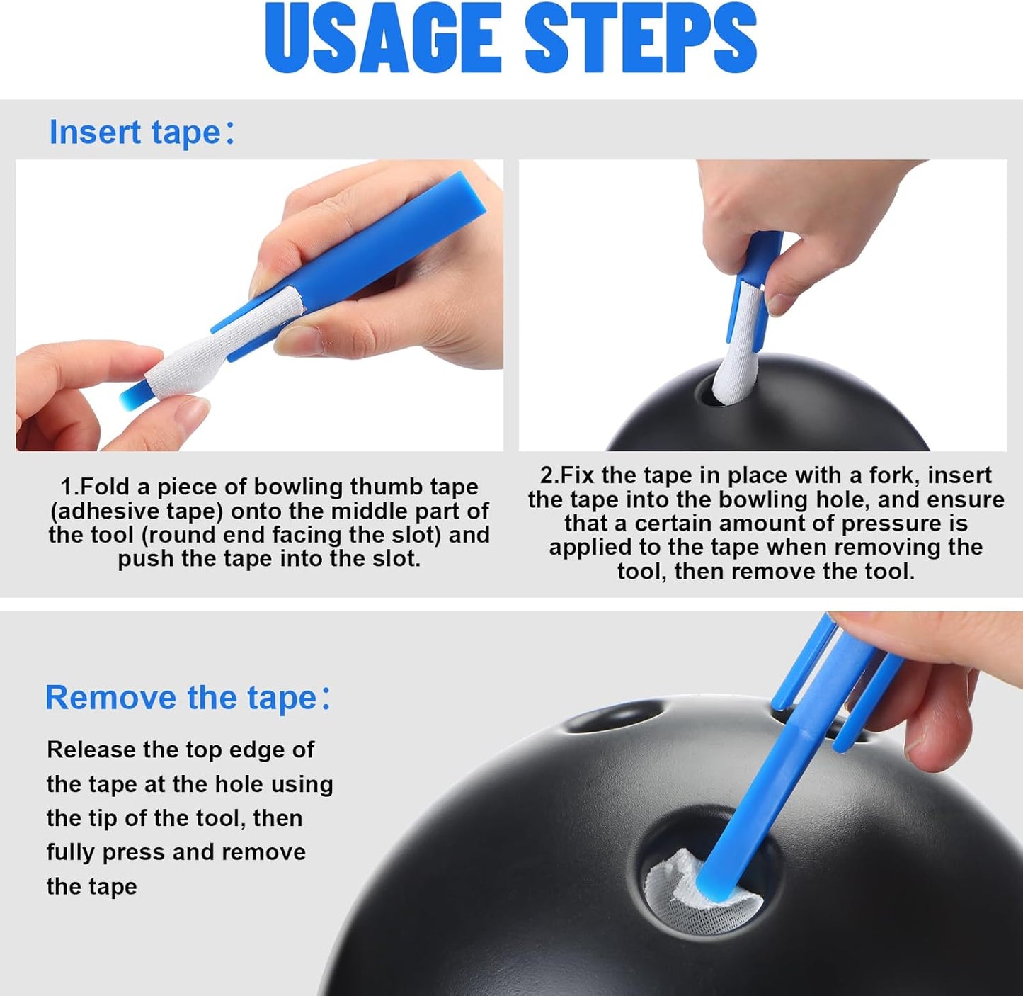 32 Pcs Bowling Accessories Include 2 Bowling Tape Insert Tools and 30 Tape Thumb for Bowlers Remove Tool for Men Women