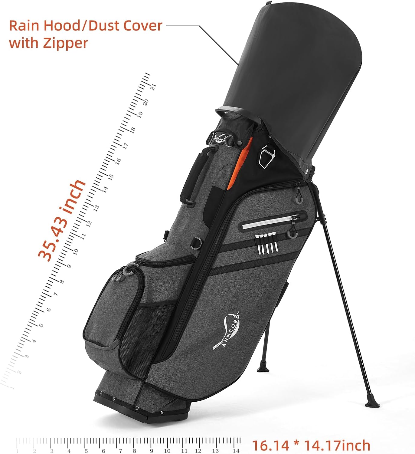 Golf Stand Bag 14 Way Top Dividers Full-Length with Stand, 7 Pockets, Lightweight Golf Bag for Men, Dual Strap, Rain Hood, Portable Golf Club Bag for Men Women