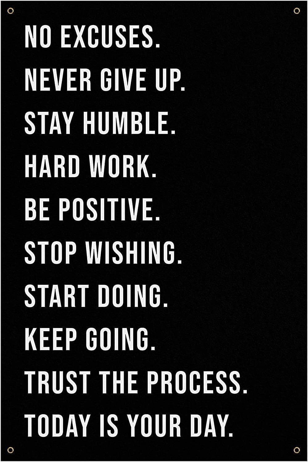 Damdekoli Multiple Quotes Banner - Home Gym Decor - Large Motivational Quote Wall Art - Weightlifting Fitness Weightloss (18 x 24 Inches)