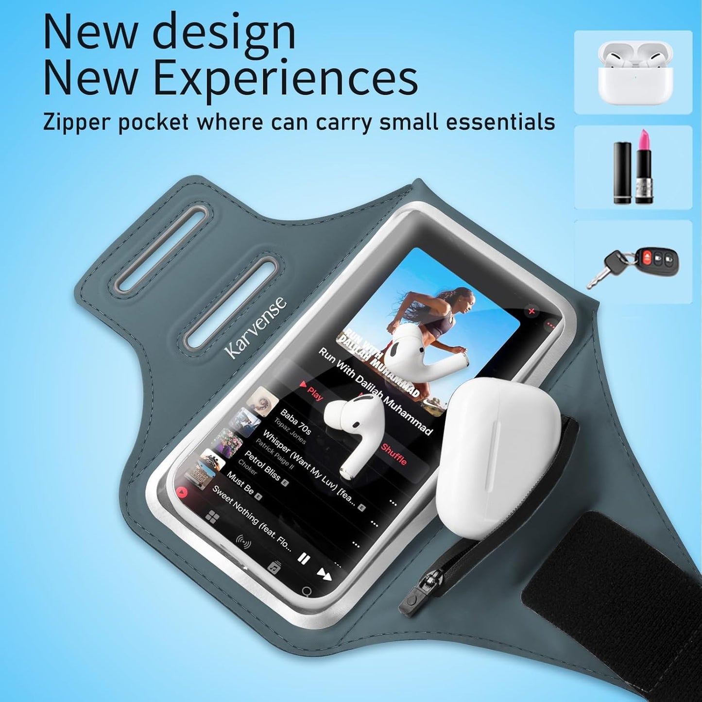 Arm Band for Phone for Running, Phone Holder for Running for iPhone & Samsung Galaxy, Cell Phone Armband Holder for Walking, Gym, Workout, w/Adjustable Strap & Zipper Pocket (Grey-S)