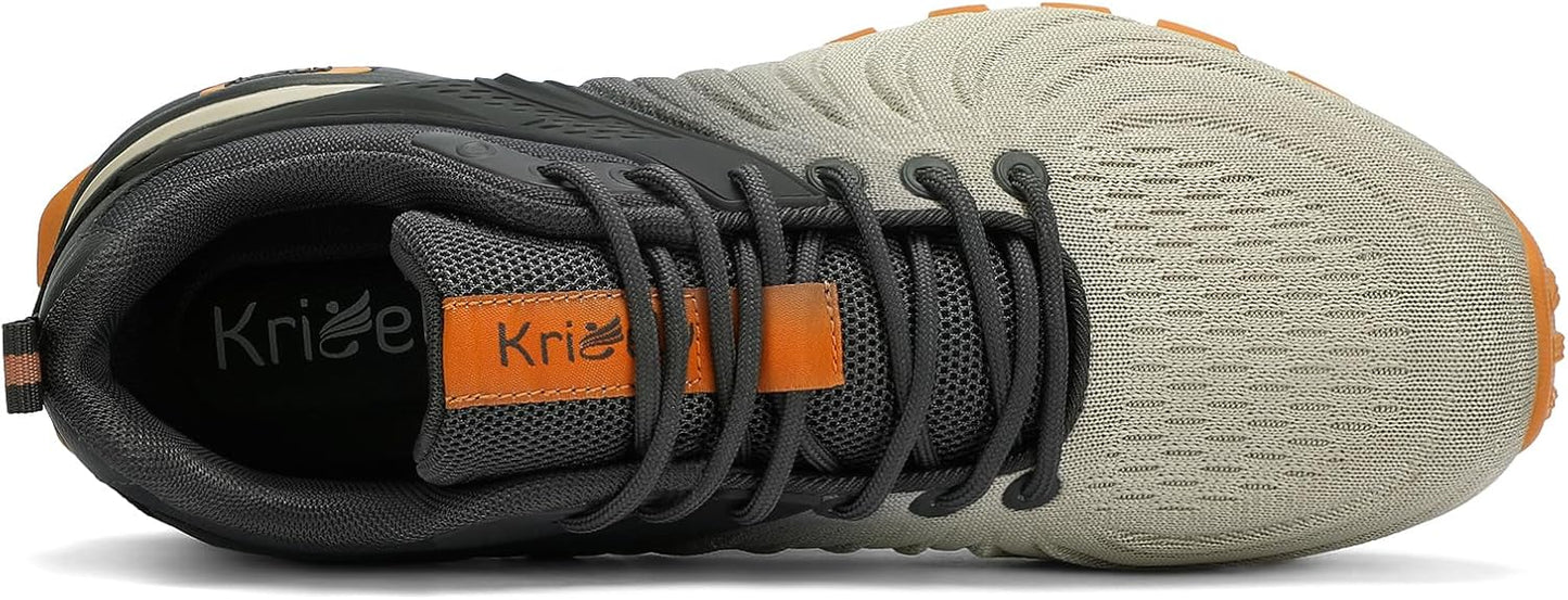 Kricely Men's Walking Shoes Breathable Lightweight Fashion Sneakers Non Slip Sport Gym Jogging Trail Running Shoes