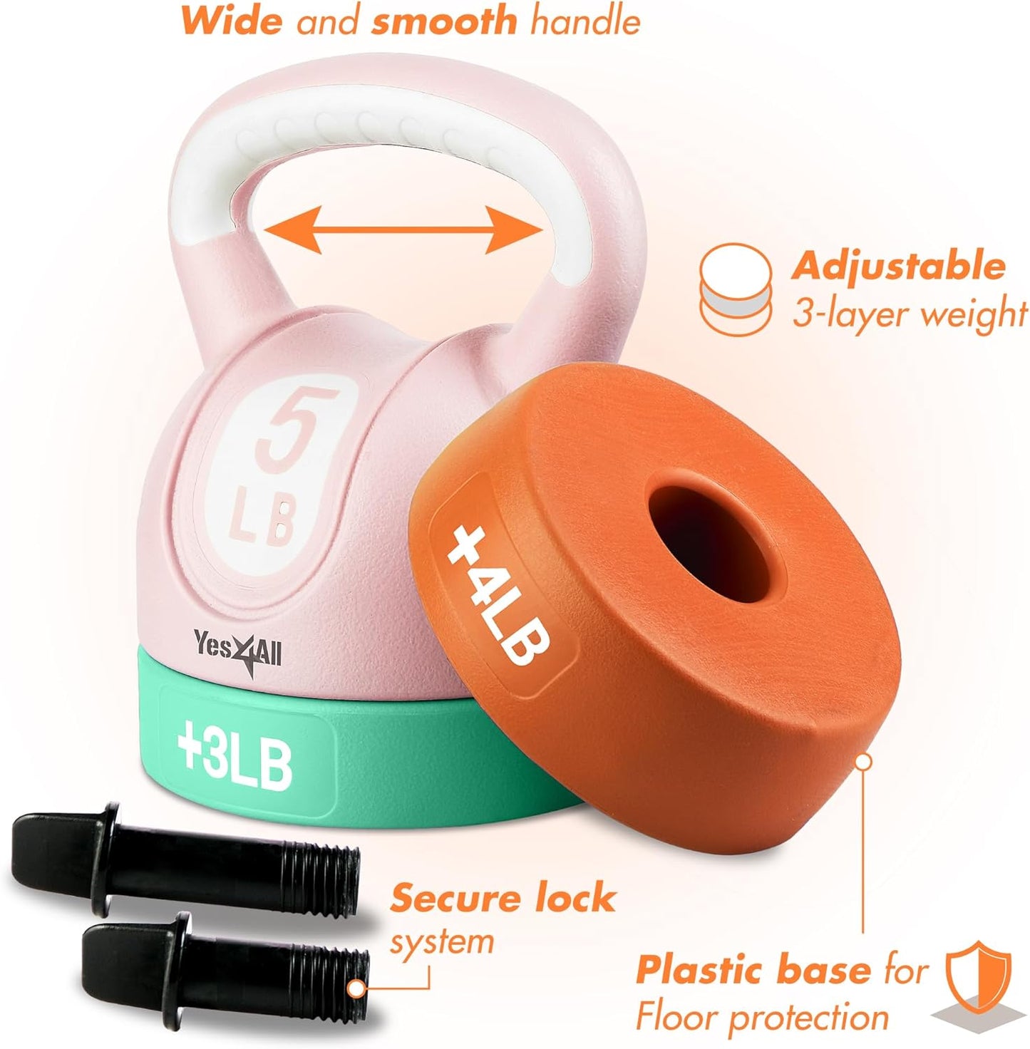 Yes4All Kettlebell Sets - Adjustable Kettlebell Set for Strength Training - Kettlebells Adjustable Weight for Versatile Workouts