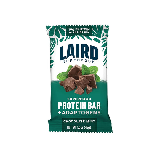 Laird Superfood Functional Protein Bars – Protein Bar but Better with Real Ingredients, Functional Mushrooms 10g Plant-Based Protein, 6g Fiber - Non-GMO - Mint Chocolate, 10 Count (Pack of 1)