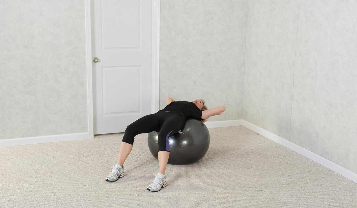 Black Mountain Products Professional Grade Exercise Stability Yoga Ball, Foot Pump, Ball Plug, Plug Puller, 2000 Pounds Static Weight Capacity Antiburst