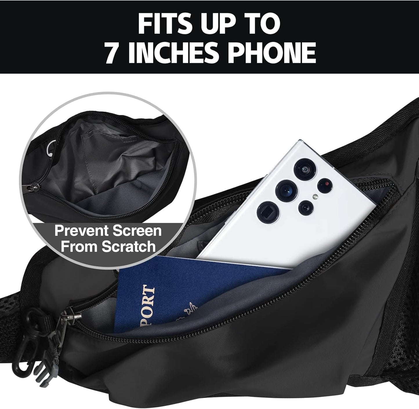 PYFK Running Belt Hydration Waist Pack with Water Bottle Holder for Men Women Waist Pouch Fanny Bag Reflective