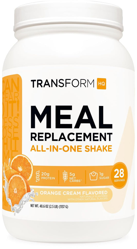 TransformHQ Meal Replacement Shake Powder 28 Servings (Orange Cream) - Gluten Free, Non-GMO