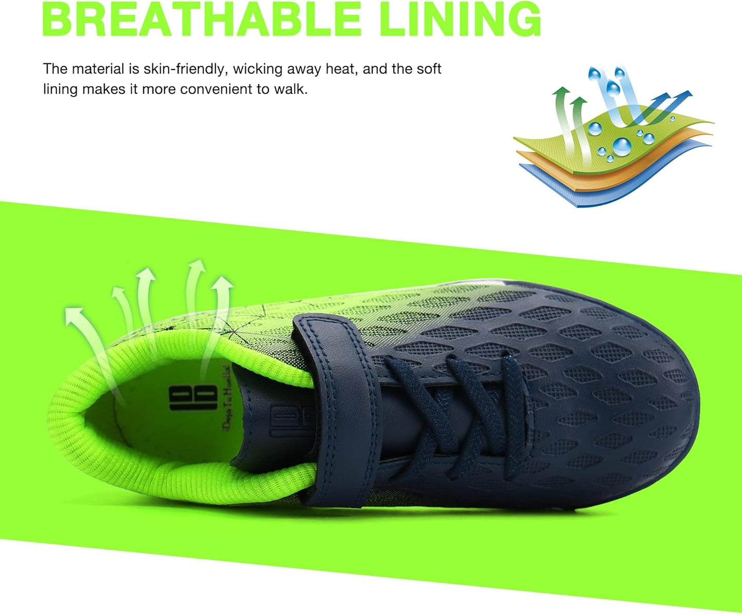 brooman Kids Indoor Soccer Shoes Boys Girls Soccer Cleats Athletic Turf Shoes