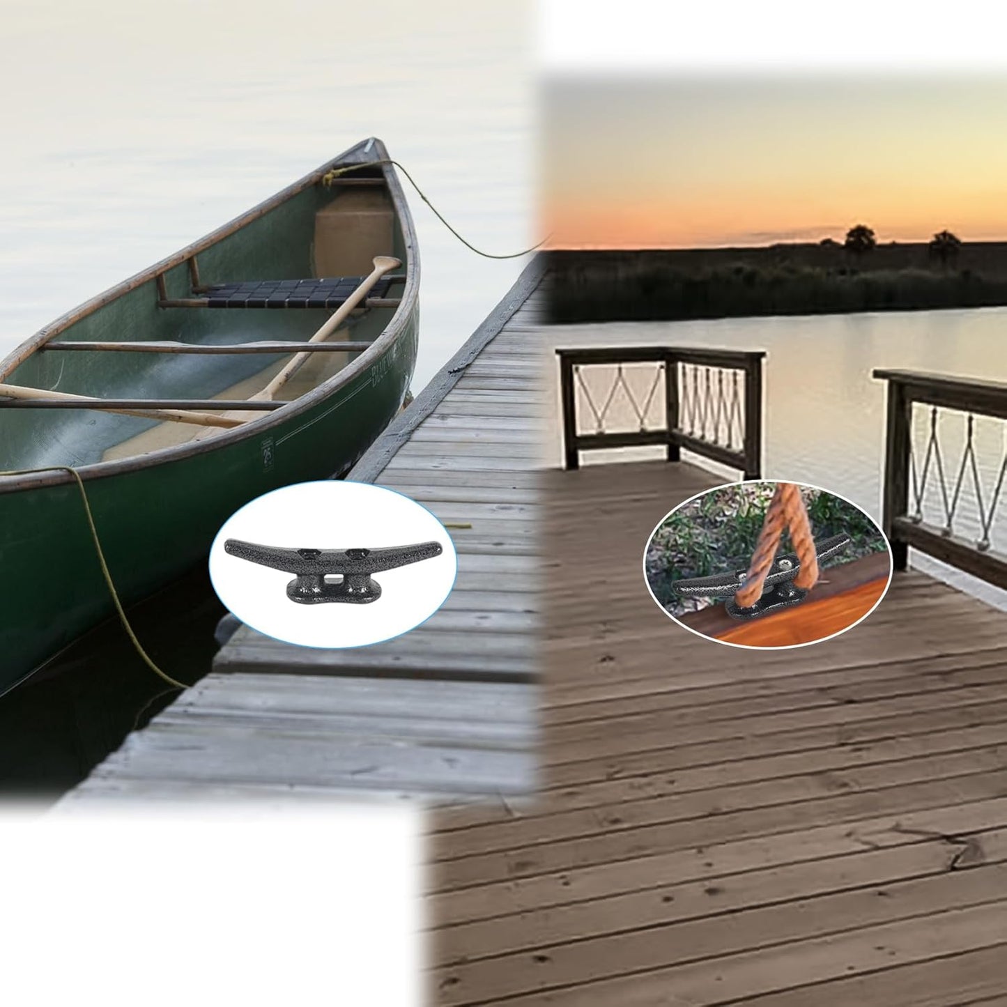 4 inch Dock Cleats 4/6/8/12/16/20/24 Pack,Boat Dock Cleats Rope Cleat Marine Cleats Iron Boat Cleats with Hardware ldeal for Deck,Nautical Decor,Cleats for Boat Dock,Boat Tie Down Cleats