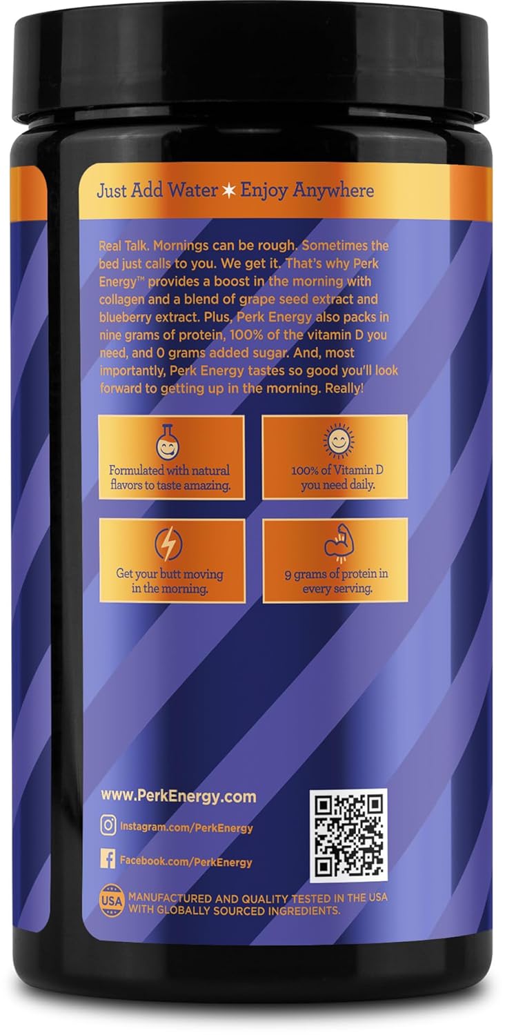 Perk Energy Original Chocolate Orange Flavored (20 Servings) - Gluten Free, Soy Free and Peanut Free