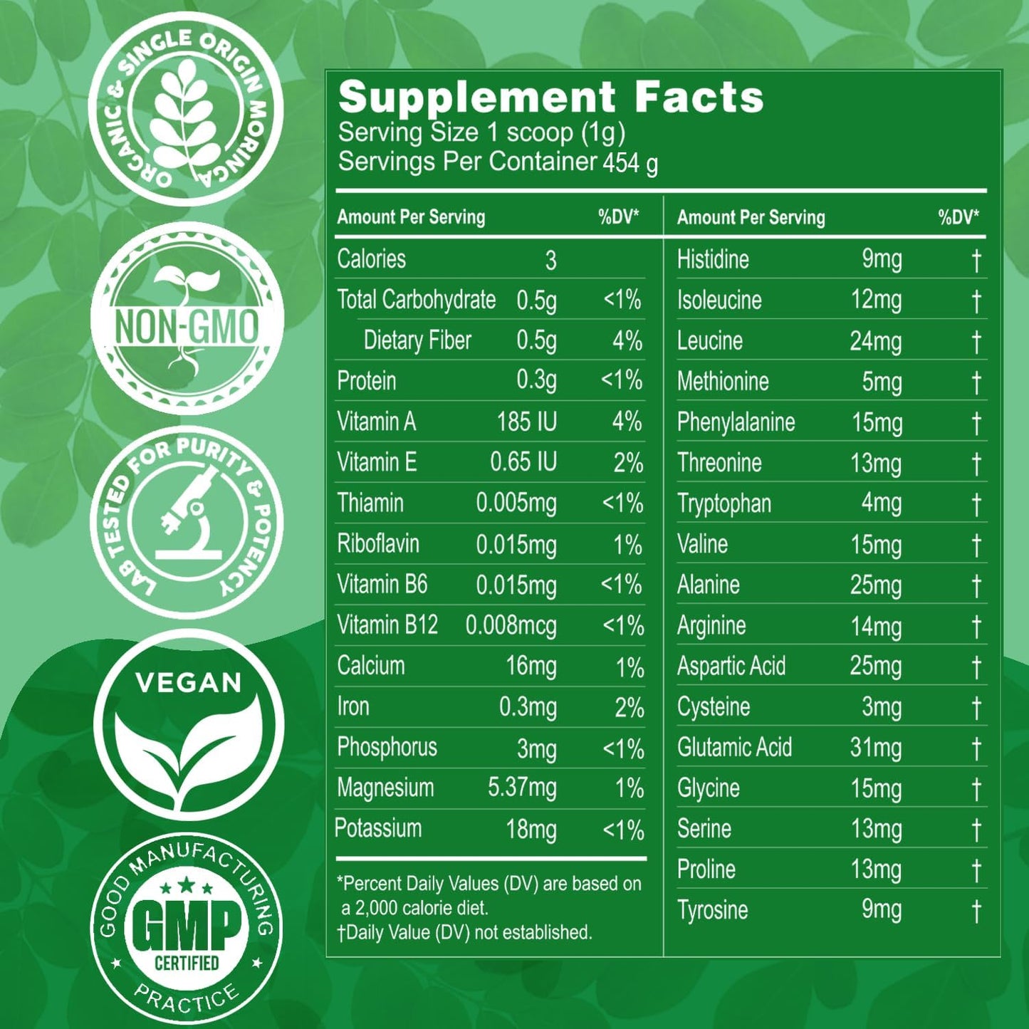 Grenera Organic Moringa Powder - 2.2 lbs (35.2 oz) | Moringa Oleifera Leaf Powder Lab Tested for Purity | Moringa Powder Organic Perfect for Smoothies, Drinks, Tea & Recipes | 100% Raw from India