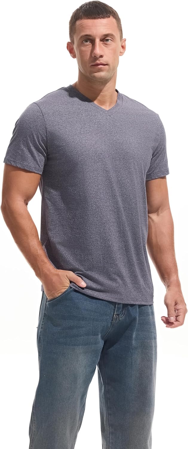 VEIISAR Premium V Neck T Shirts for Men - Modern Fitted Tees Vneck Undershirts
