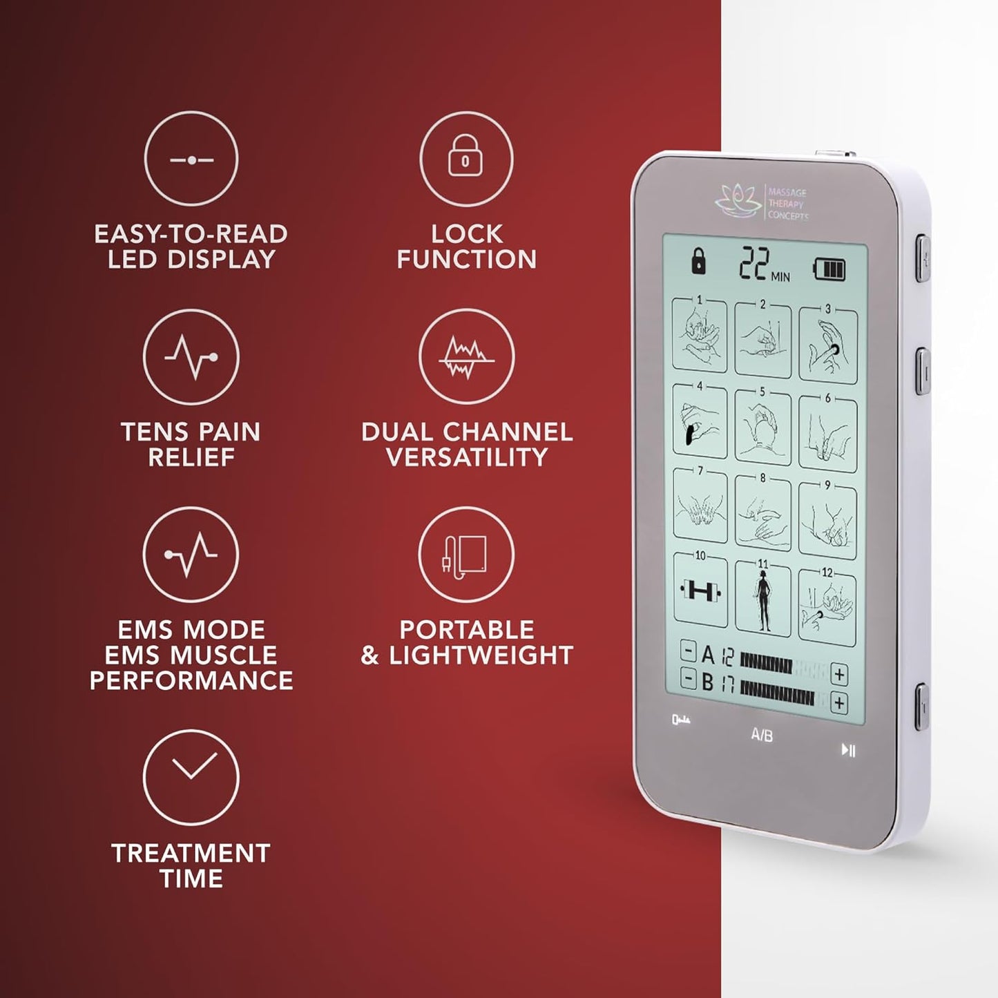 TENS Unit Muscle Stimulator - Non-Invasive EMS Therapy Machine for Neck, Shoulder & Back Pain Relief, Sciatica, Arthritis - Safe & Portable with 12 Modes & 20 Intensity Levels