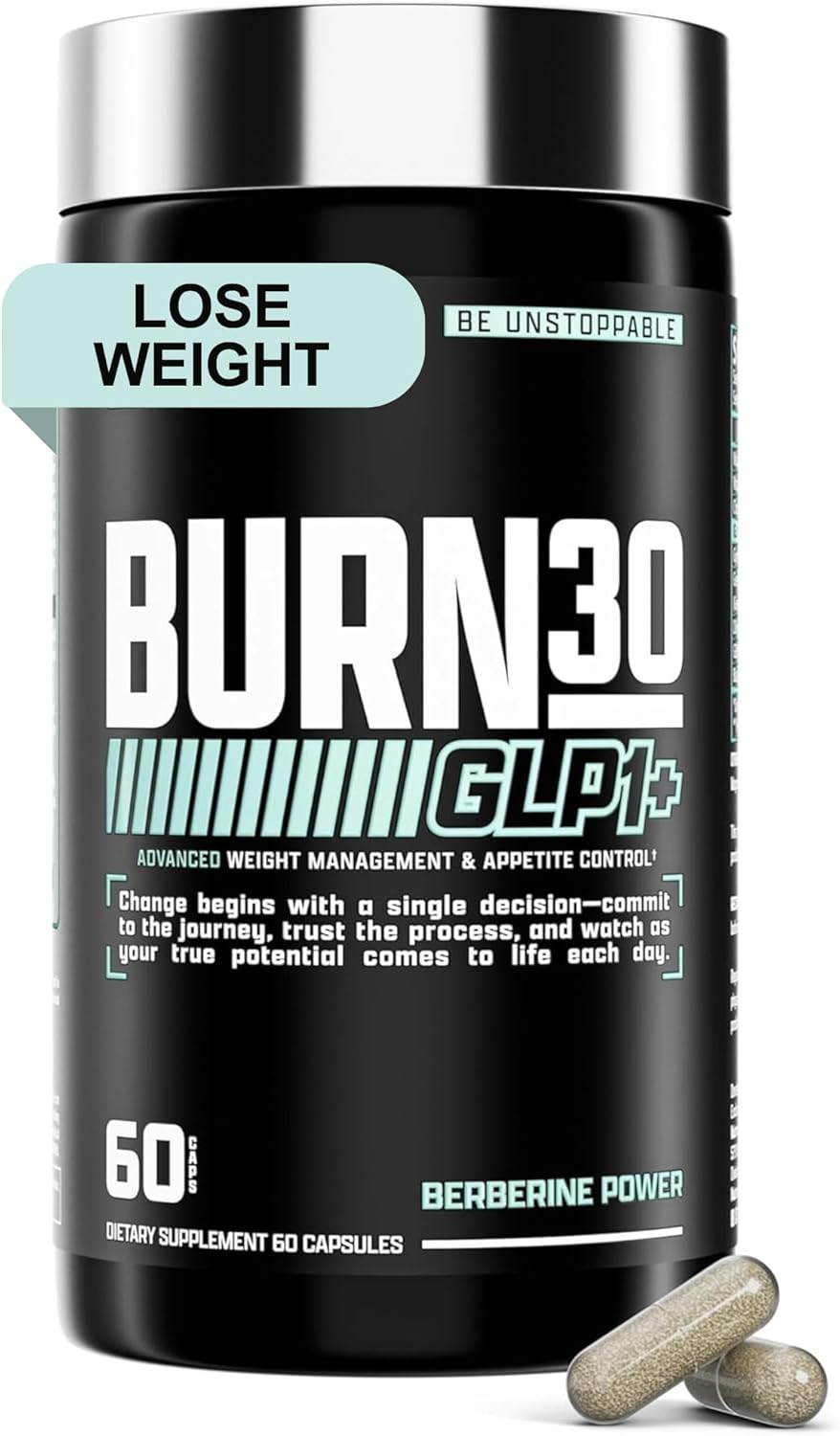 Nutrex Research BURN30 GLP1+ Super Berberine Chromium Picolinate Weight Management Support | Advanced Appetite Control & Metabolism Support with Clinically Studied Ingredients  | Stimulant Free