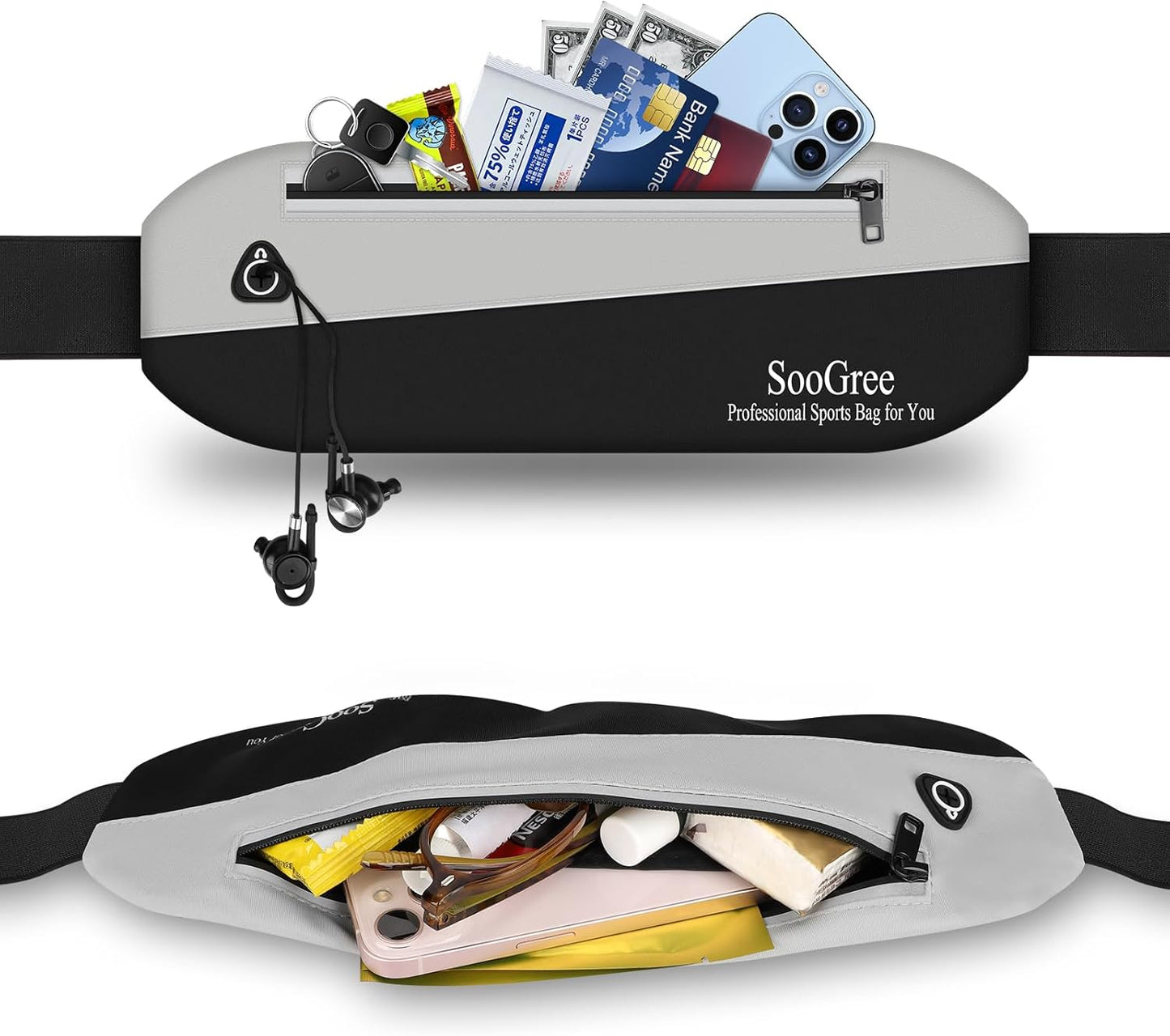 Slim Fanny Packs for Women Men,Waterproof Waist Pack with Reflective Strip Adjustable Strap,Running Belt for Sports Workout Cycling Hiking, Casual Hands-Free Wallets Phone Bag (Style 11)